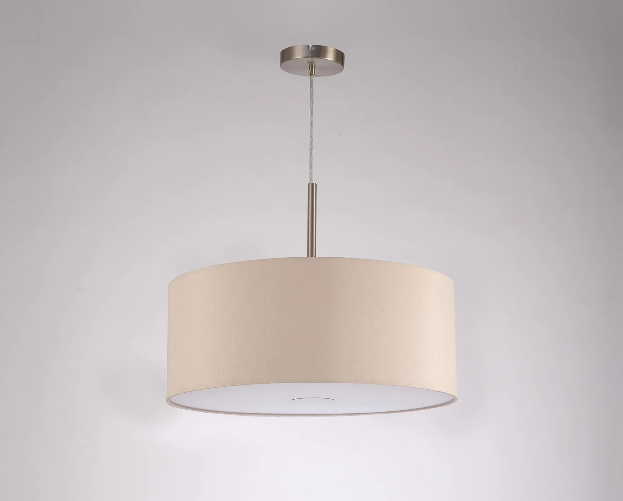 Baymont 50cm Pendant 1 Light Satin Nickel, Nude Beige/Moonlight, Frosted Diffuser DK0304  Deco Baymont SN NU